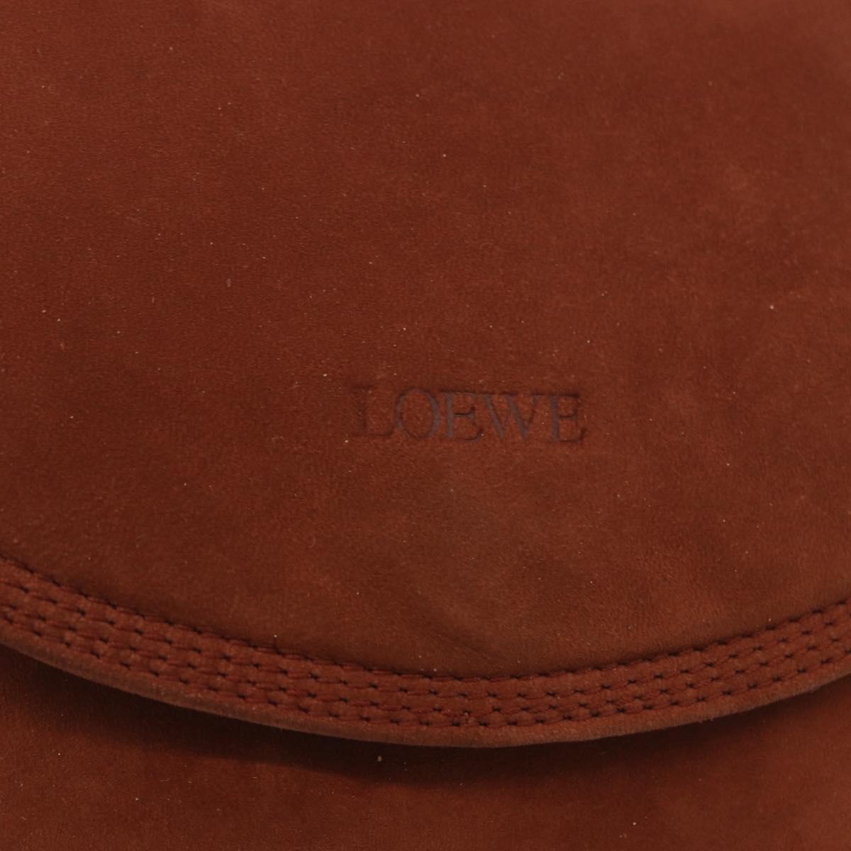 LOEWE Shoulder Bag Suede Brown Gold Auth ka5179