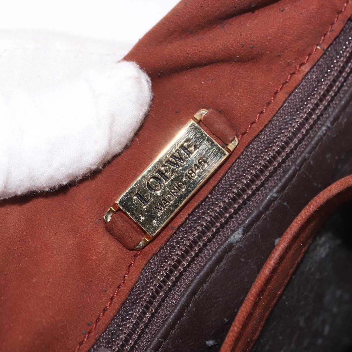 LOEWE Shoulder Bag Suede Brown Gold Auth ka5179