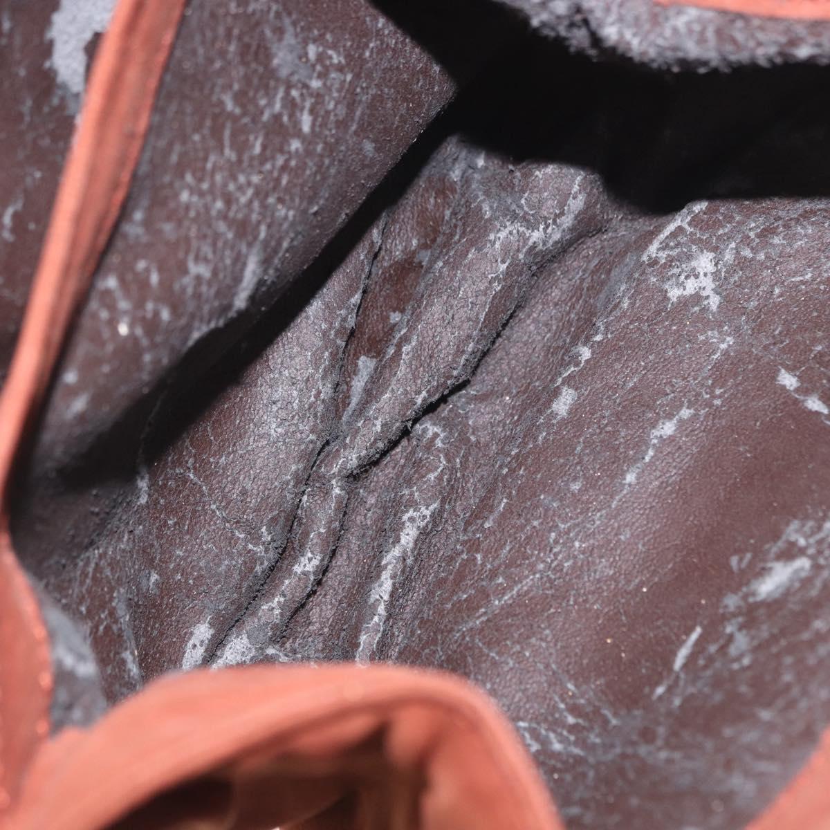 LOEWE Shoulder Bag Suede Brown Gold Auth ka5179