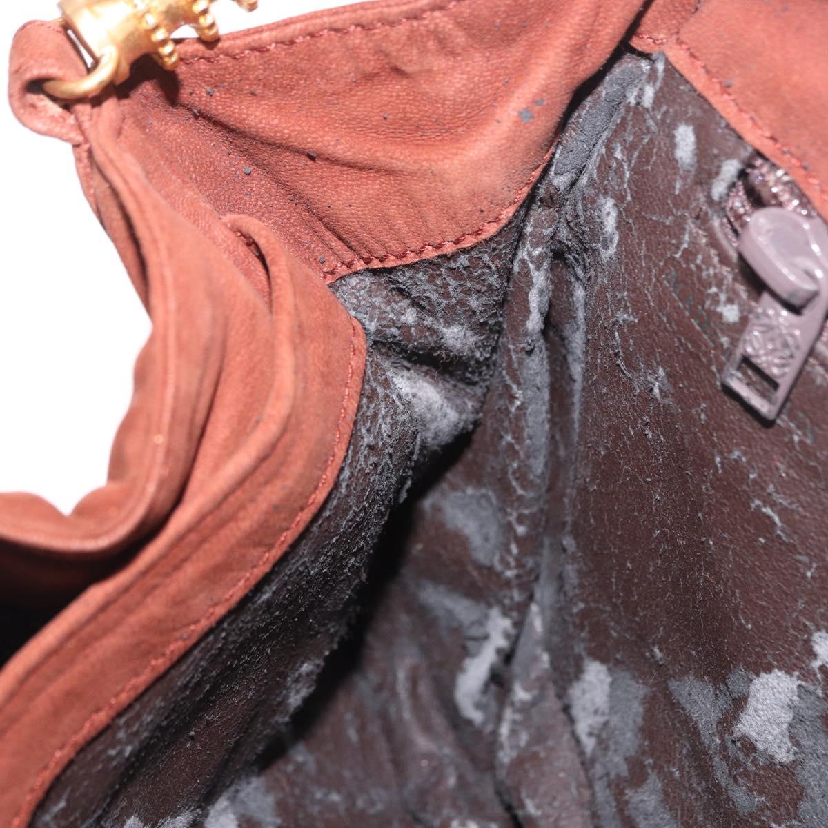 LOEWE Shoulder Bag Suede Brown Gold Auth ka5179