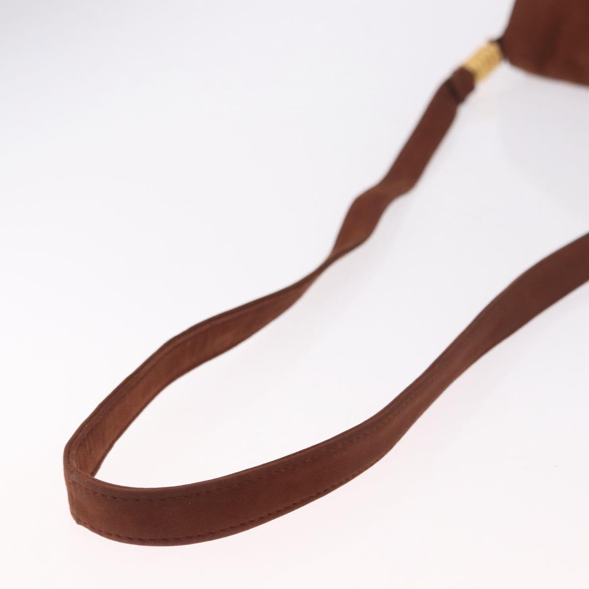 LOEWE Shoulder Bag Suede Brown Gold Auth ka5179