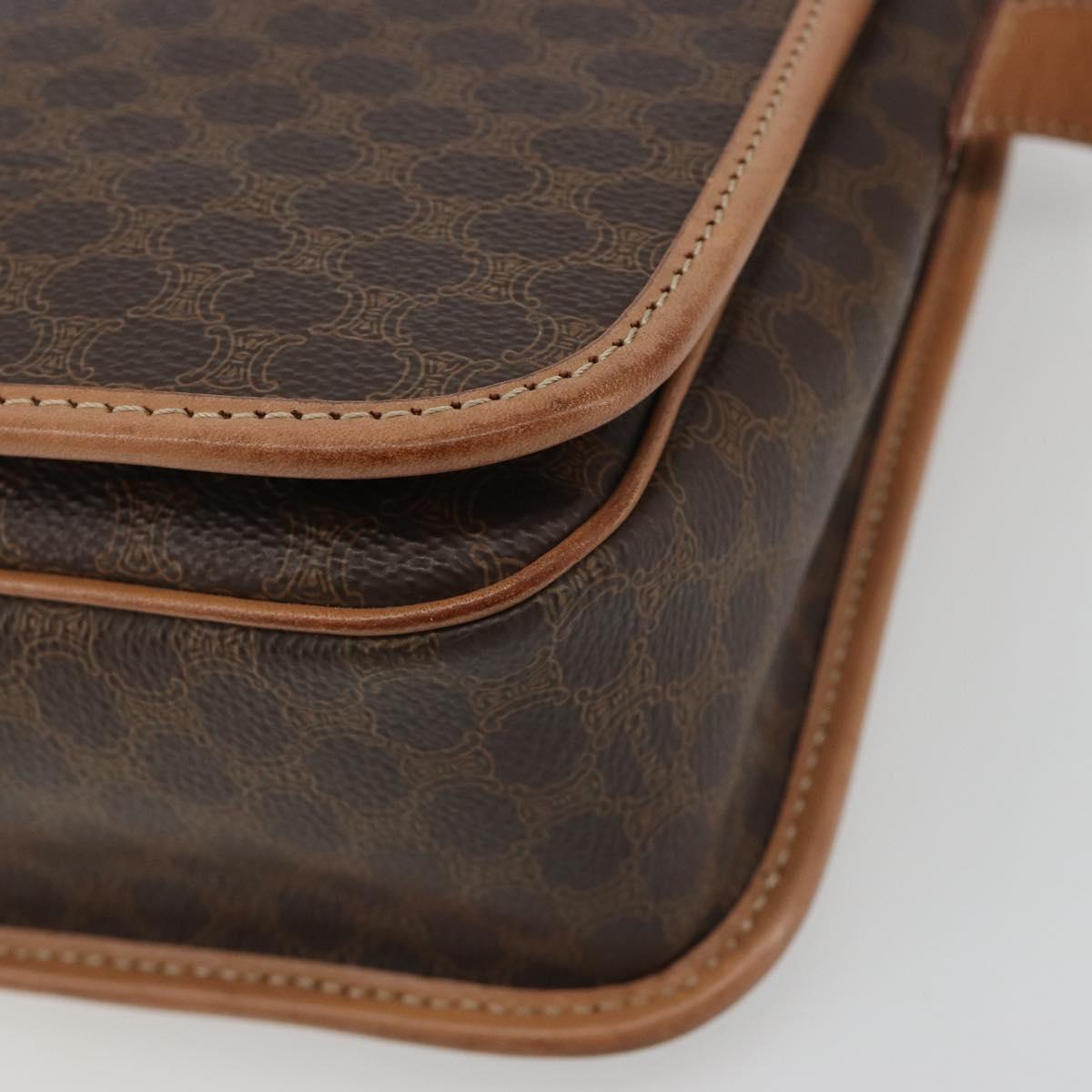 CELINE Macadam Shoulder Bag PVC Leather Brown Gold Auth ka5180A