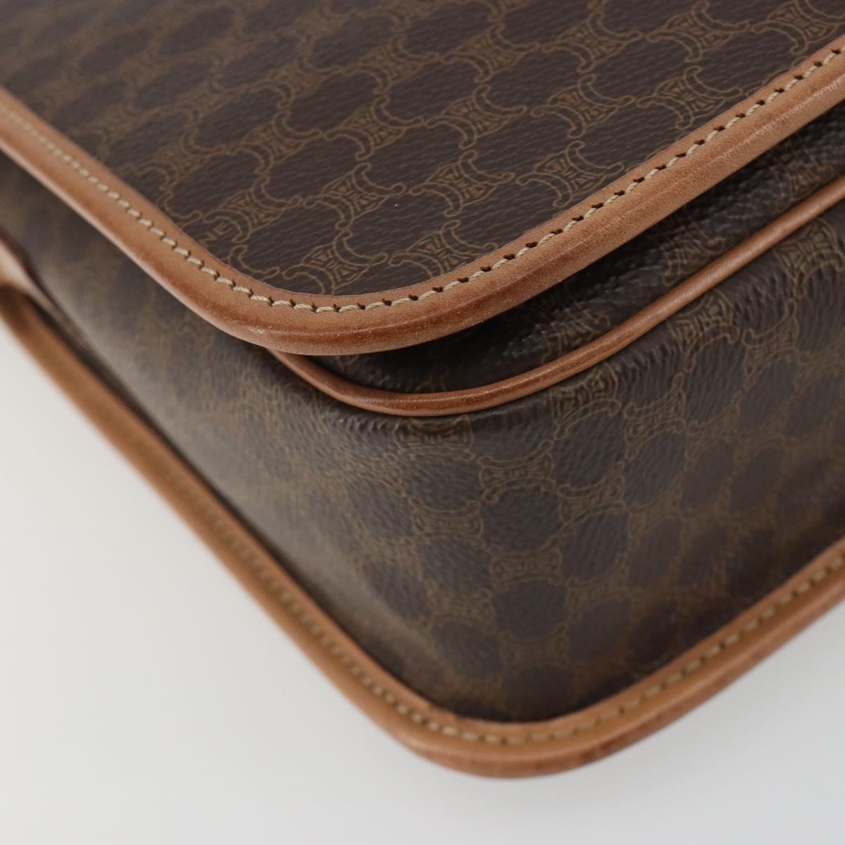 CELINE Macadam Shoulder Bag PVC Leather Brown Gold Auth ka5180A