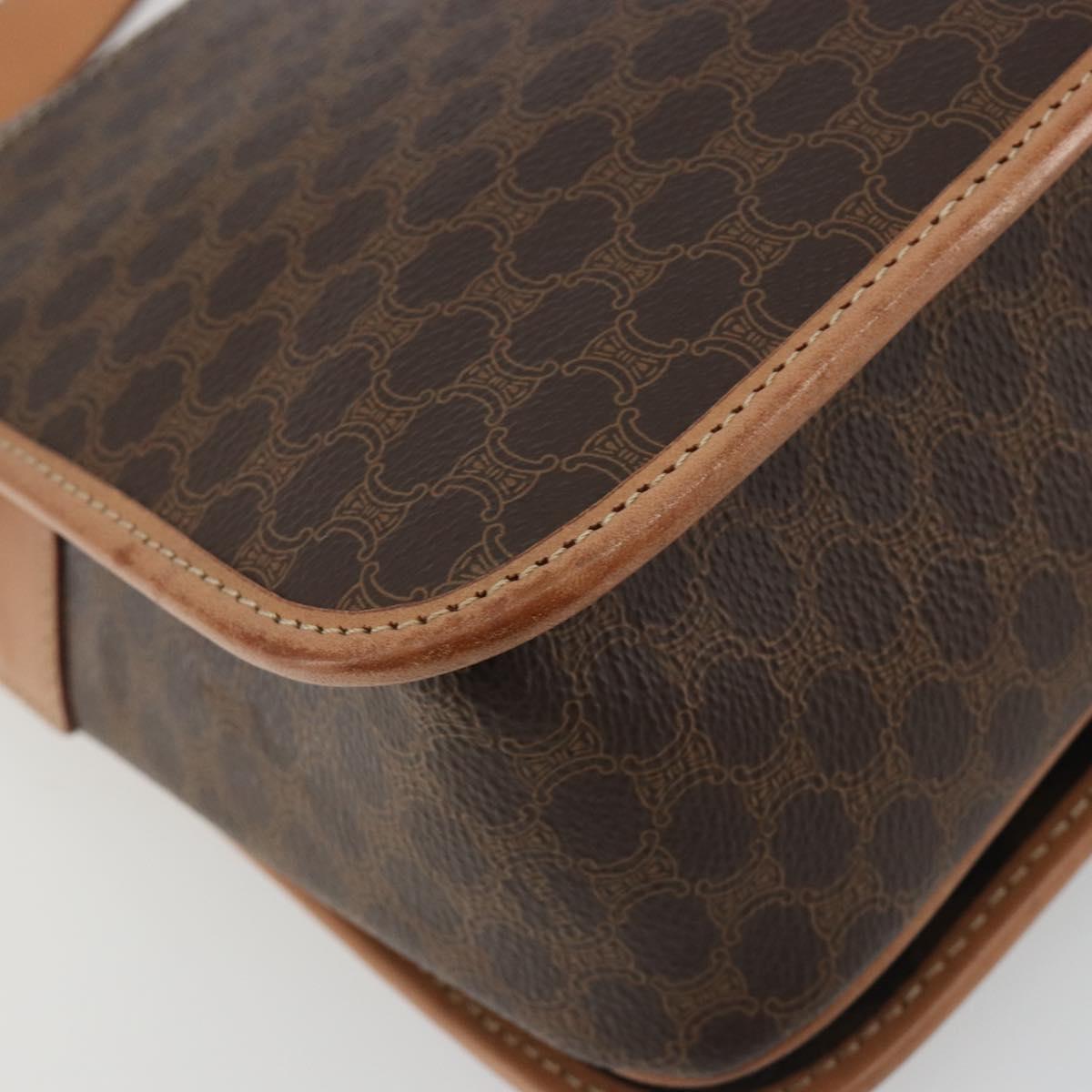 CELINE Macadam Shoulder Bag PVC Leather Brown Gold Auth ka5180A