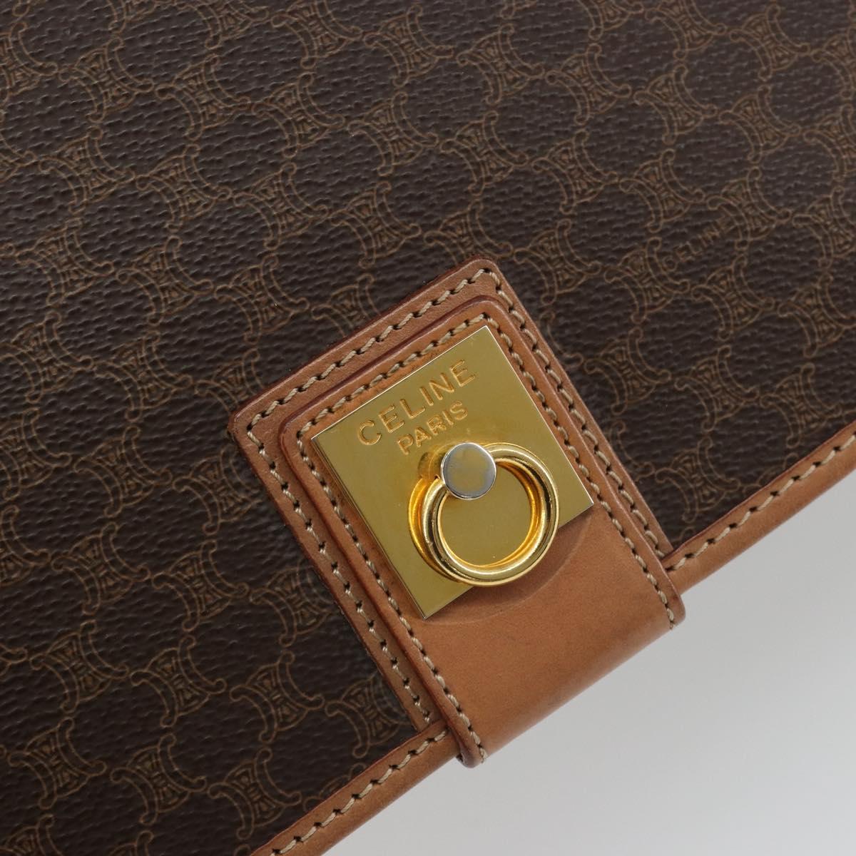 CELINE Macadam Shoulder Bag PVC Leather Brown Gold Auth ka5180A