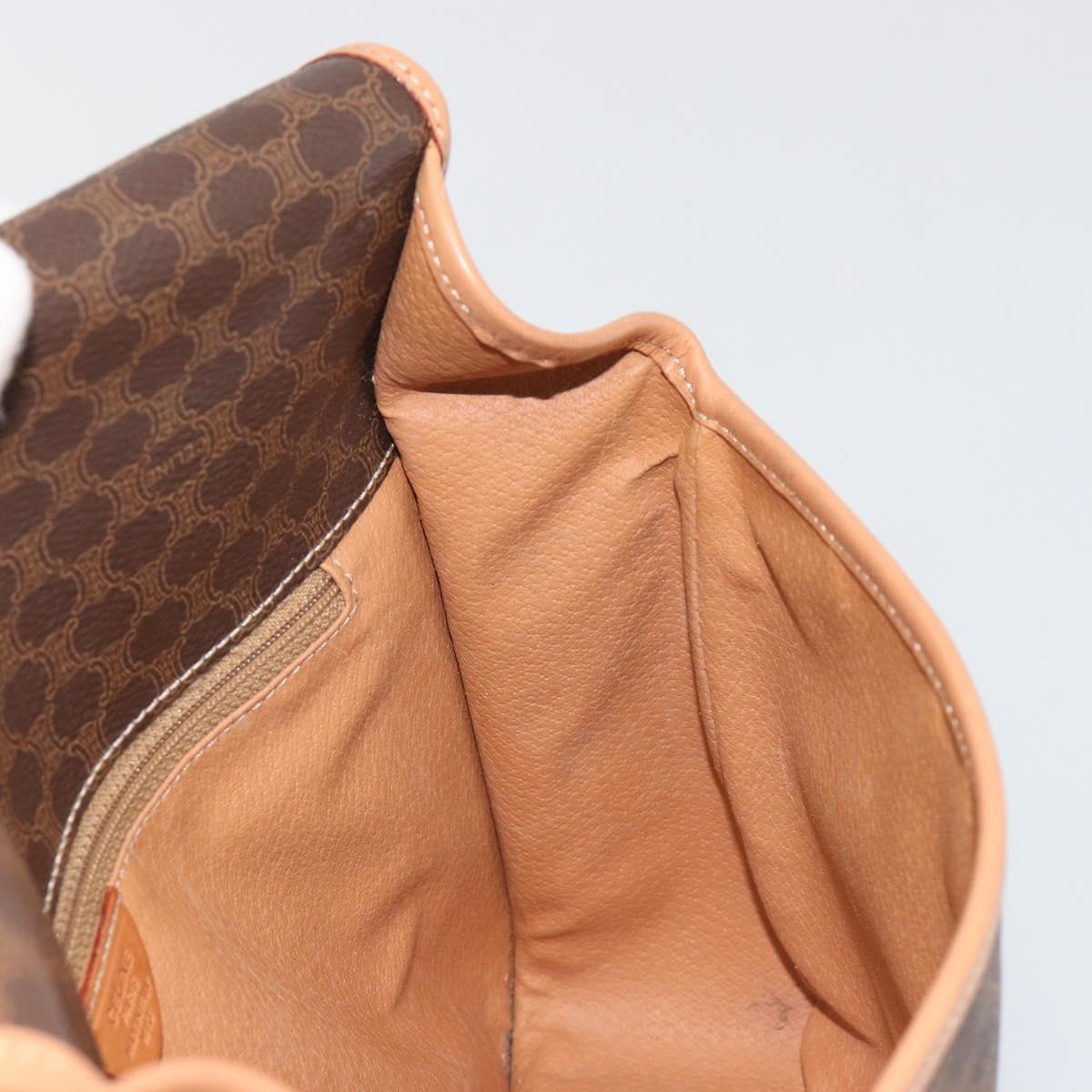 CELINE Macadam Shoulder Bag PVC Leather Brown Gold Auth ka5180A