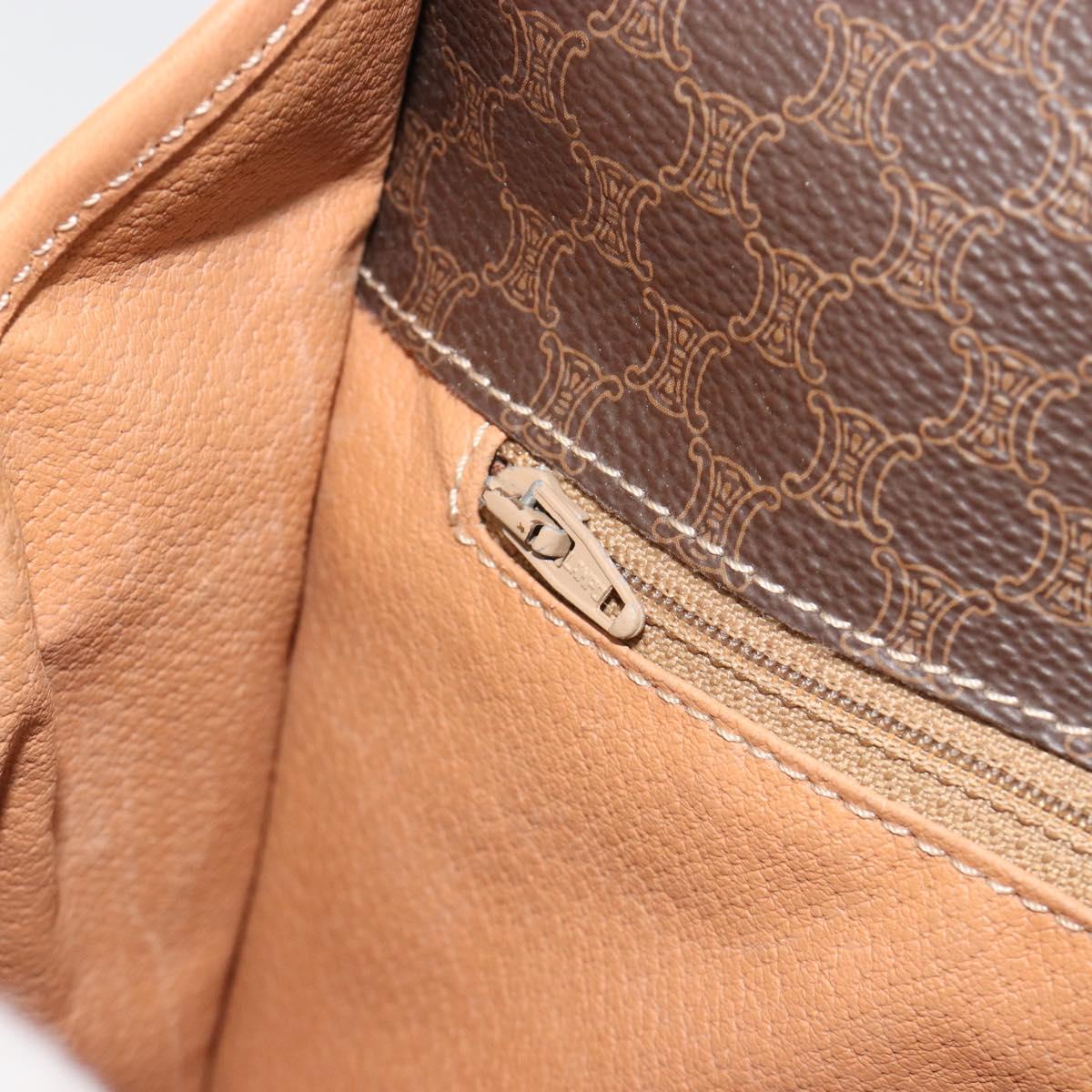 CELINE Macadam Shoulder Bag PVC Leather Brown Gold Auth ka5180A