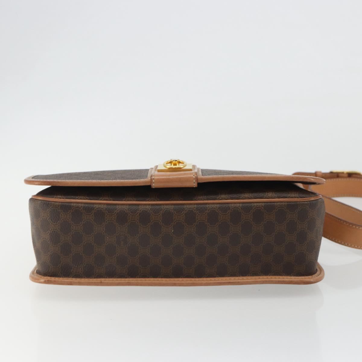 CELINE Macadam Shoulder Bag PVC Leather Brown Gold Auth ka5180A
