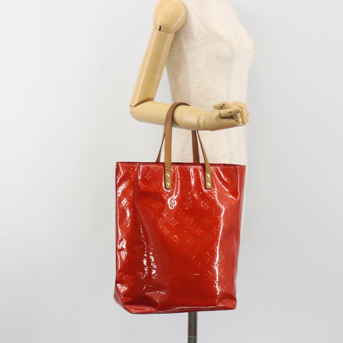 LOUIS VUITTON Monogram Vernis Reade MM Hand Bag Red M91086 LV Auth ka5182