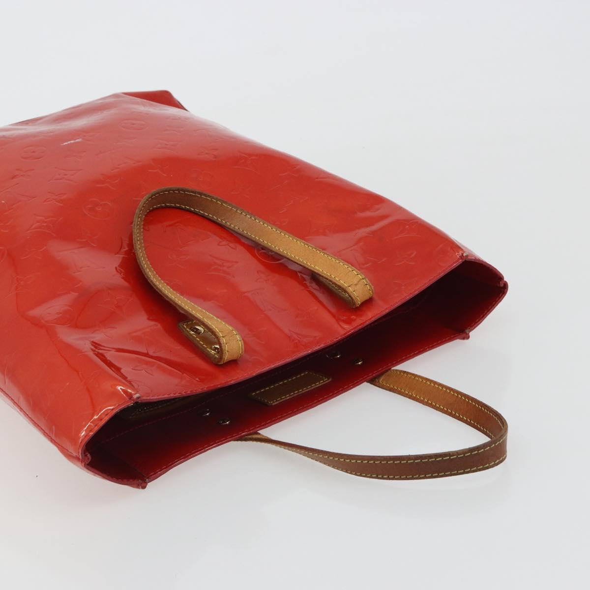 LOUIS VUITTON Monogram Vernis Reade MM Hand Bag Red M91086 LV Auth ka5182