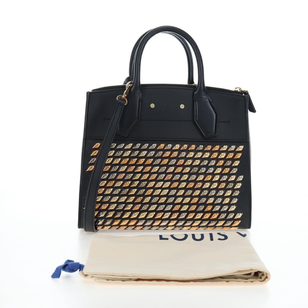 LOUIS VUITTON City Steamer PM Hand Bag Calf Skin Black M51021 LV Auth ka5186SV