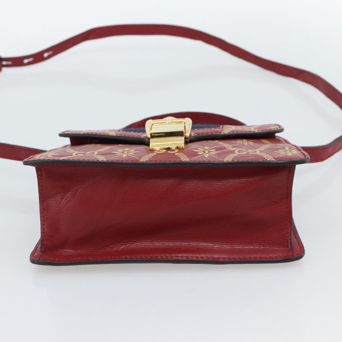 GUCCI Silvi Hand Bag Leather 2way Red Gold 470270 Auth ka5187A