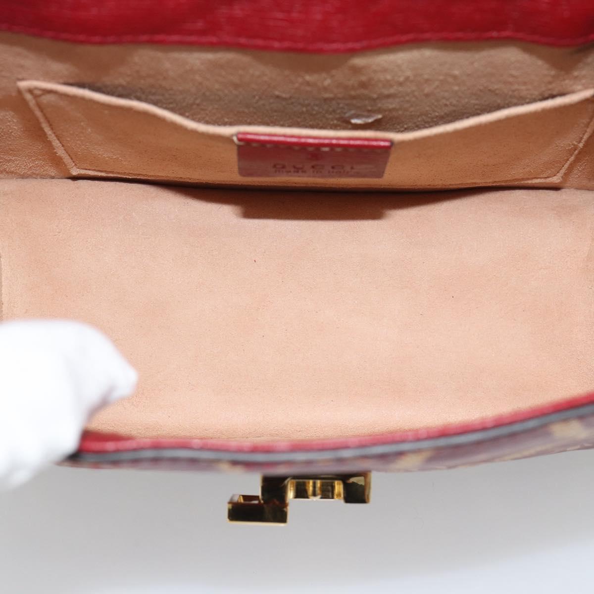 GUCCI Silvi Hand Bag Leather 2way Red Gold 470270 Auth ka5187A