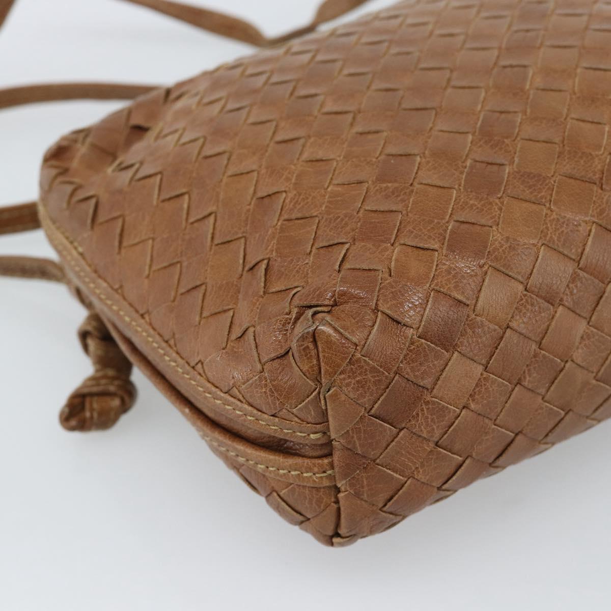 BOTTEGA VENETA INTRECCIATO Shoulder Bag Leather Outlet Brown Gold Auth ka5188A