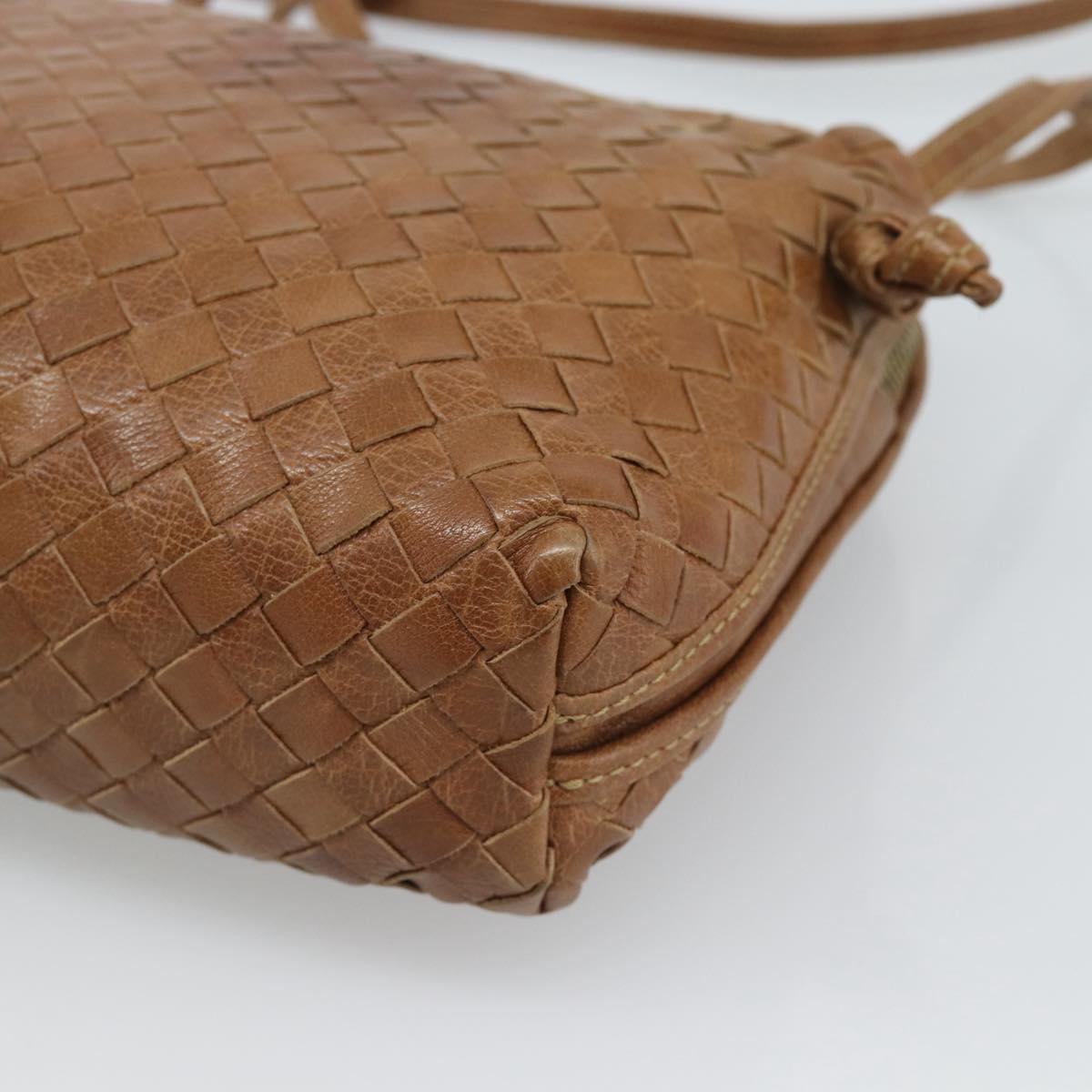 BOTTEGA VENETA INTRECCIATO Shoulder Bag Leather Outlet Brown Gold Auth ka5188A