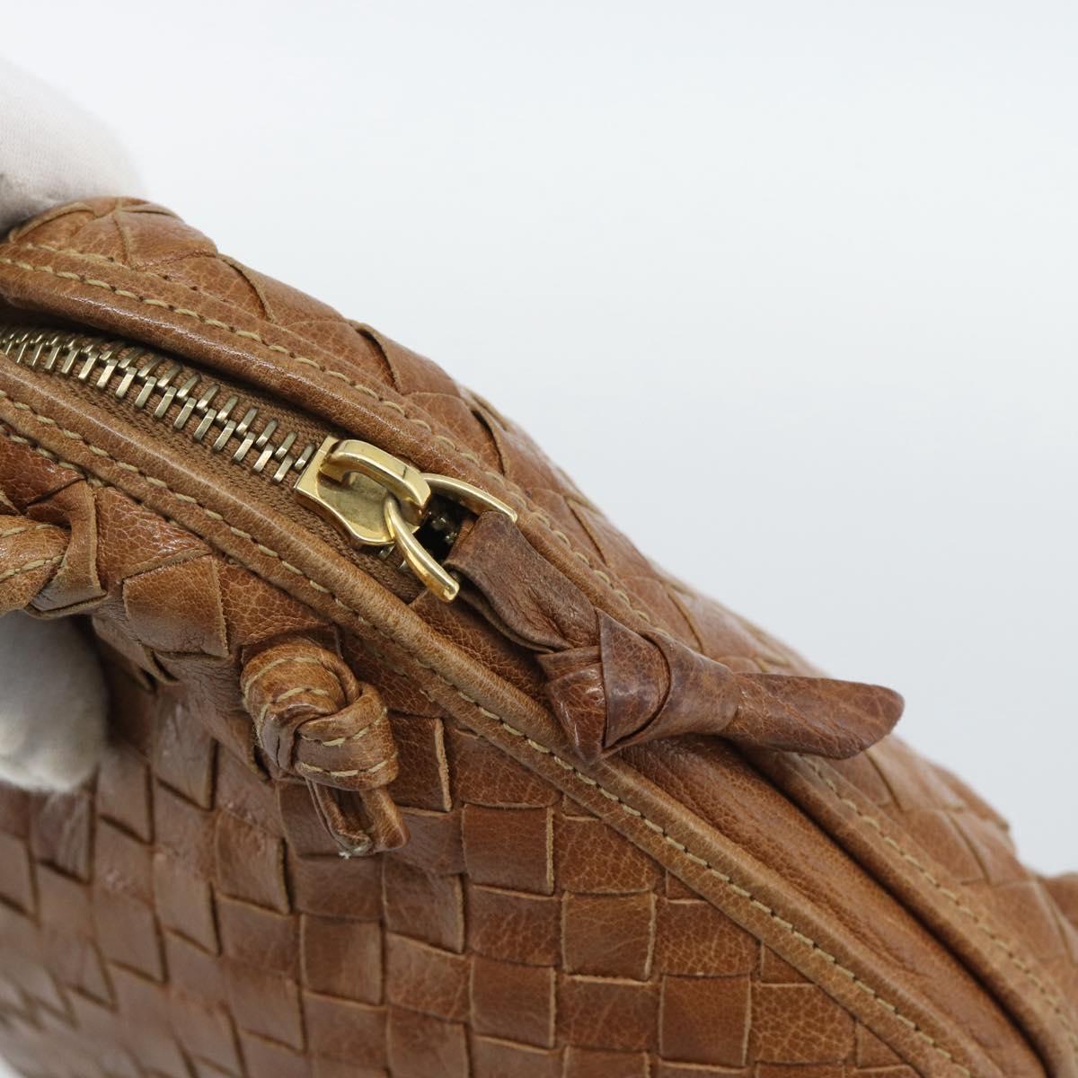 BOTTEGA VENETA INTRECCIATO Shoulder Bag Leather Outlet Brown Gold Auth ka5188A