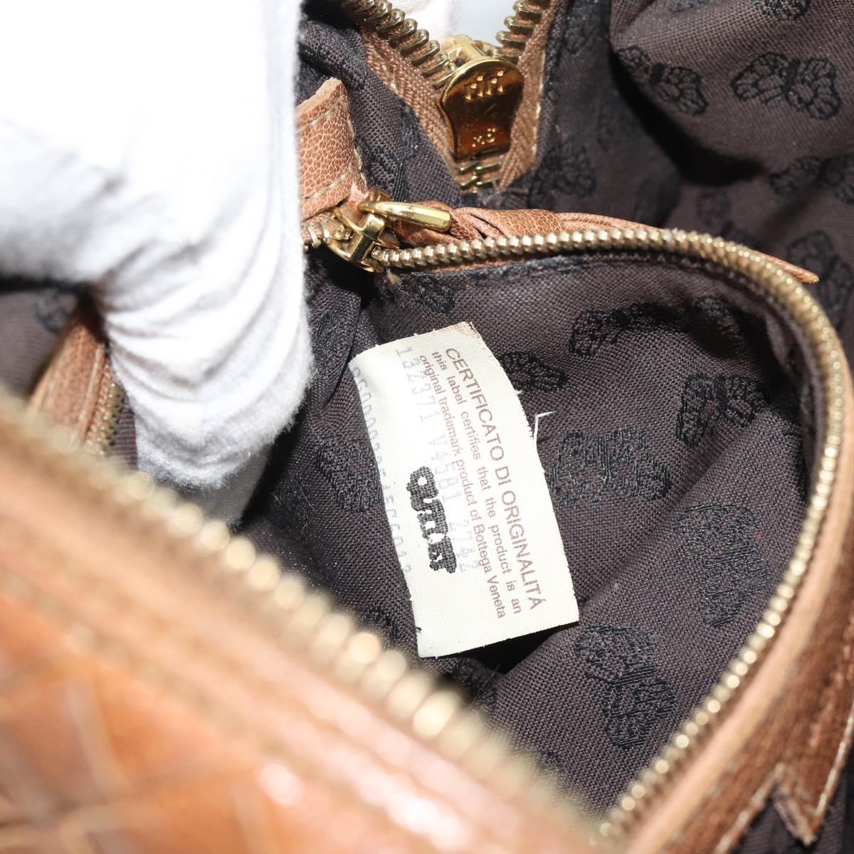 BOTTEGA VENETA INTRECCIATO Shoulder Bag Leather Outlet Brown Gold Auth ka5188A