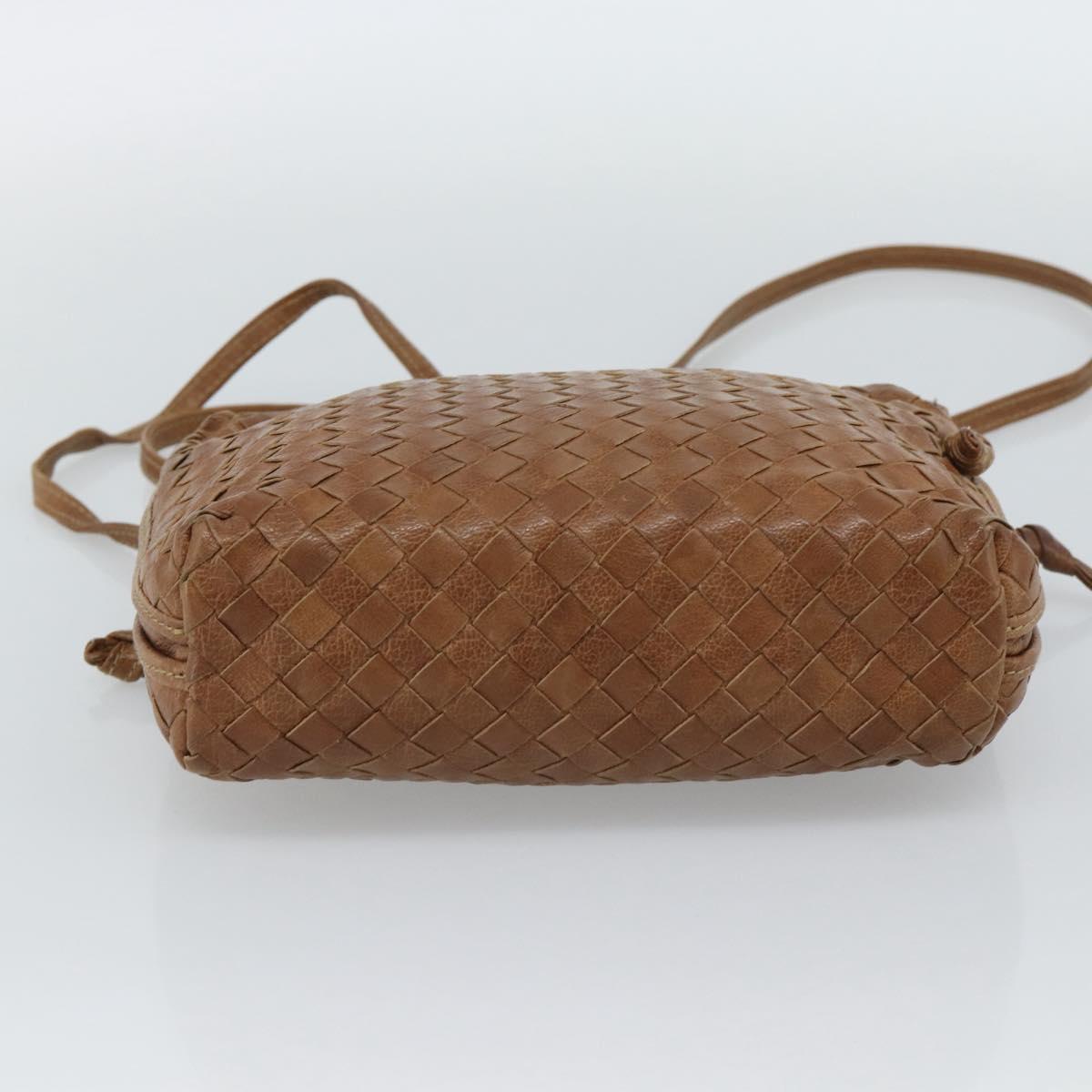 BOTTEGA VENETA INTRECCIATO Shoulder Bag Leather Outlet Brown Gold Auth ka5188A