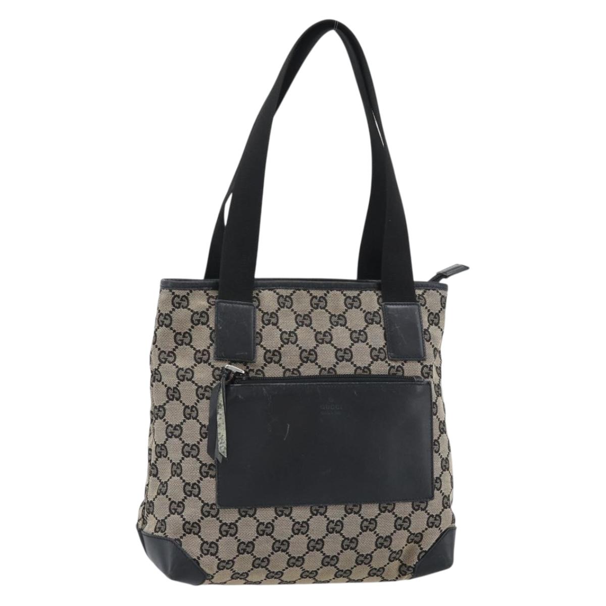 GUCCI GG Canvas Tote Bag Black 019 0402 Auth ka5189