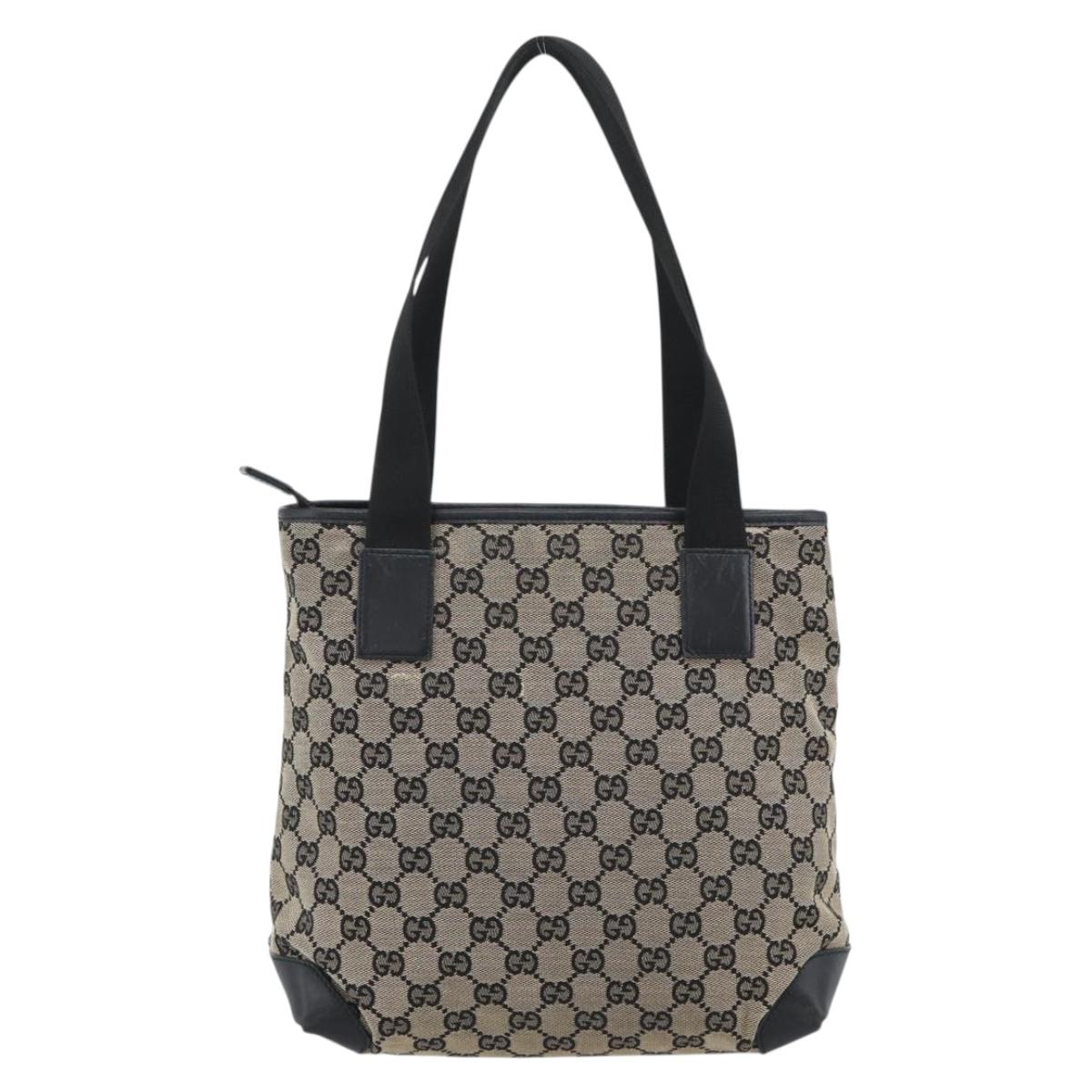 GUCCI GG Canvas Tote Bag Black 019 0402 Auth ka5189