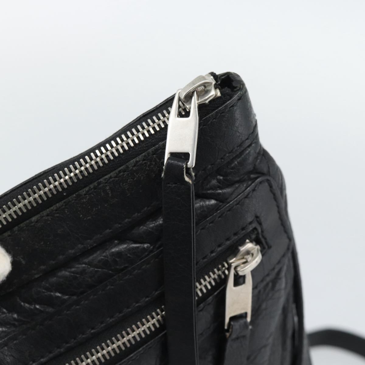 BALENCIAGA Neo Sketch Shoulder Bag Leather Black Silver 390924 Auth ka5190