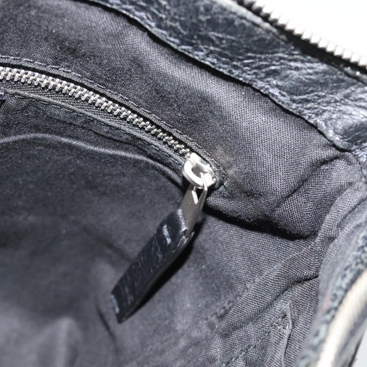 BALENCIAGA Neo Sketch Shoulder Bag Leather Black Silver 390924 Auth ka5190