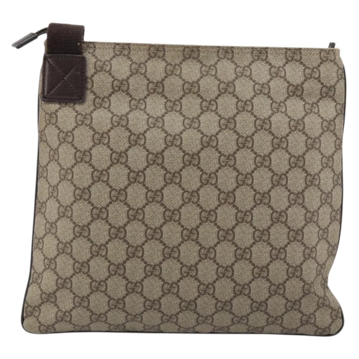 GUCCI GG Supreme Shoulder Bag PVC Leather Beige Silver 141626 Auth ka5191