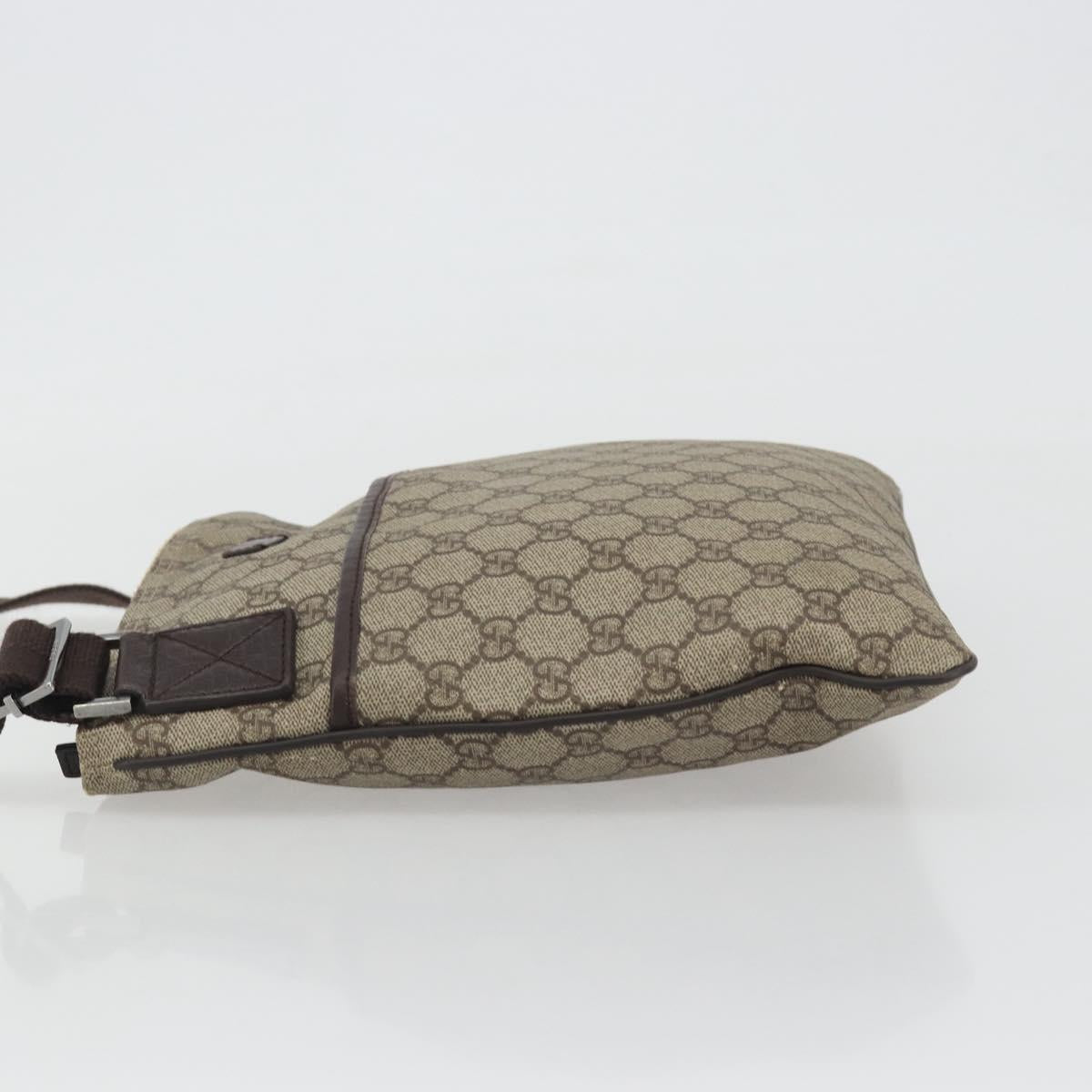 GUCCI GG Supreme Shoulder Bag PVC Leather Beige Silver 141626 Auth ka5191