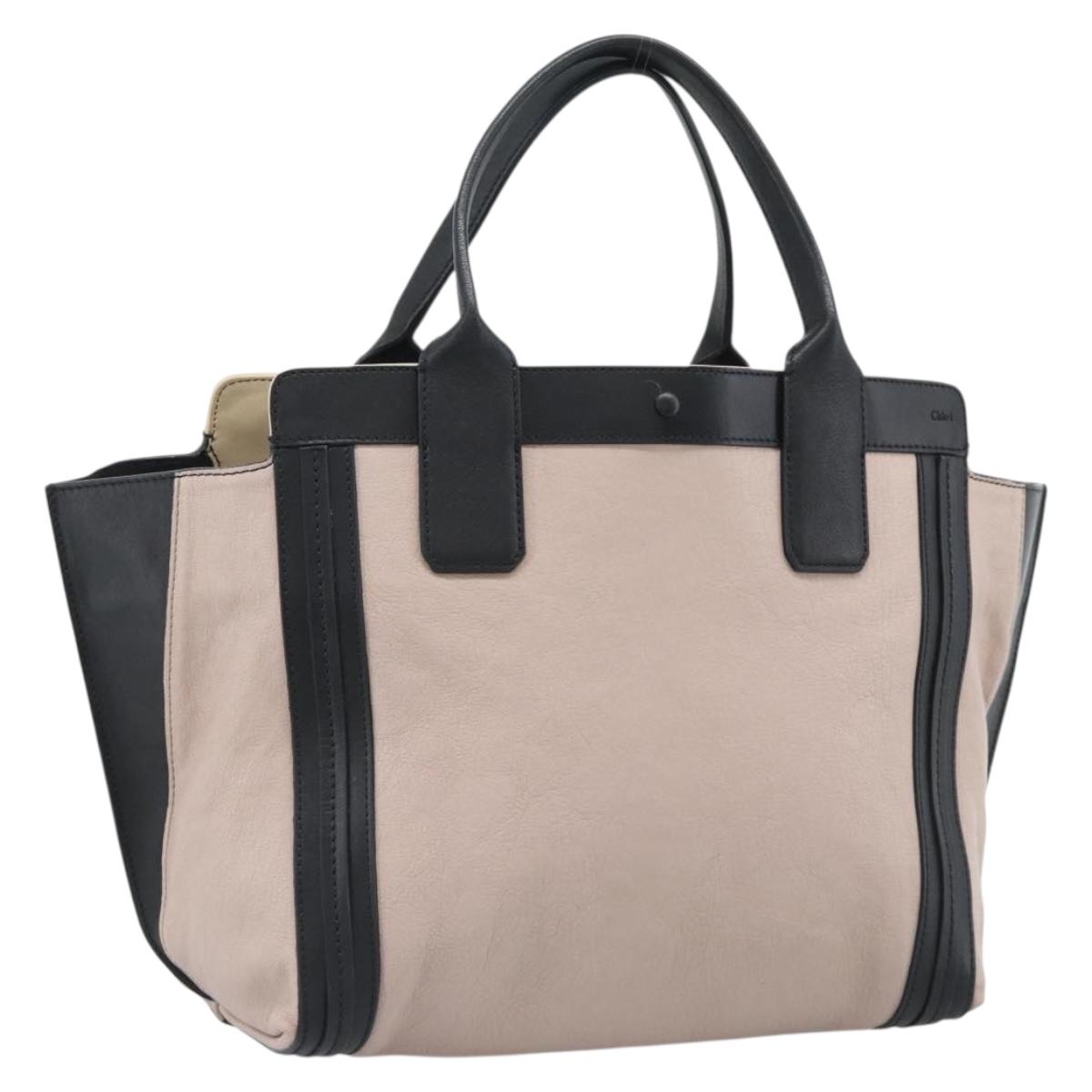 Chloe Alison Hand Bag Leather Pink Black Auth ka5193