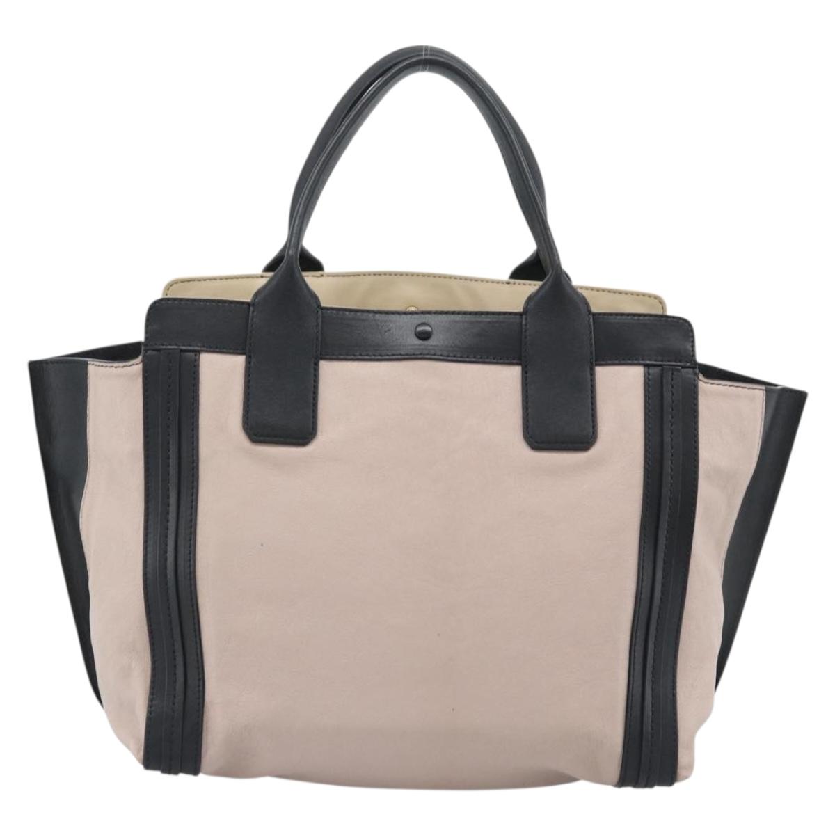 Chloe Alison Hand Bag Leather Pink Black Auth ka5193