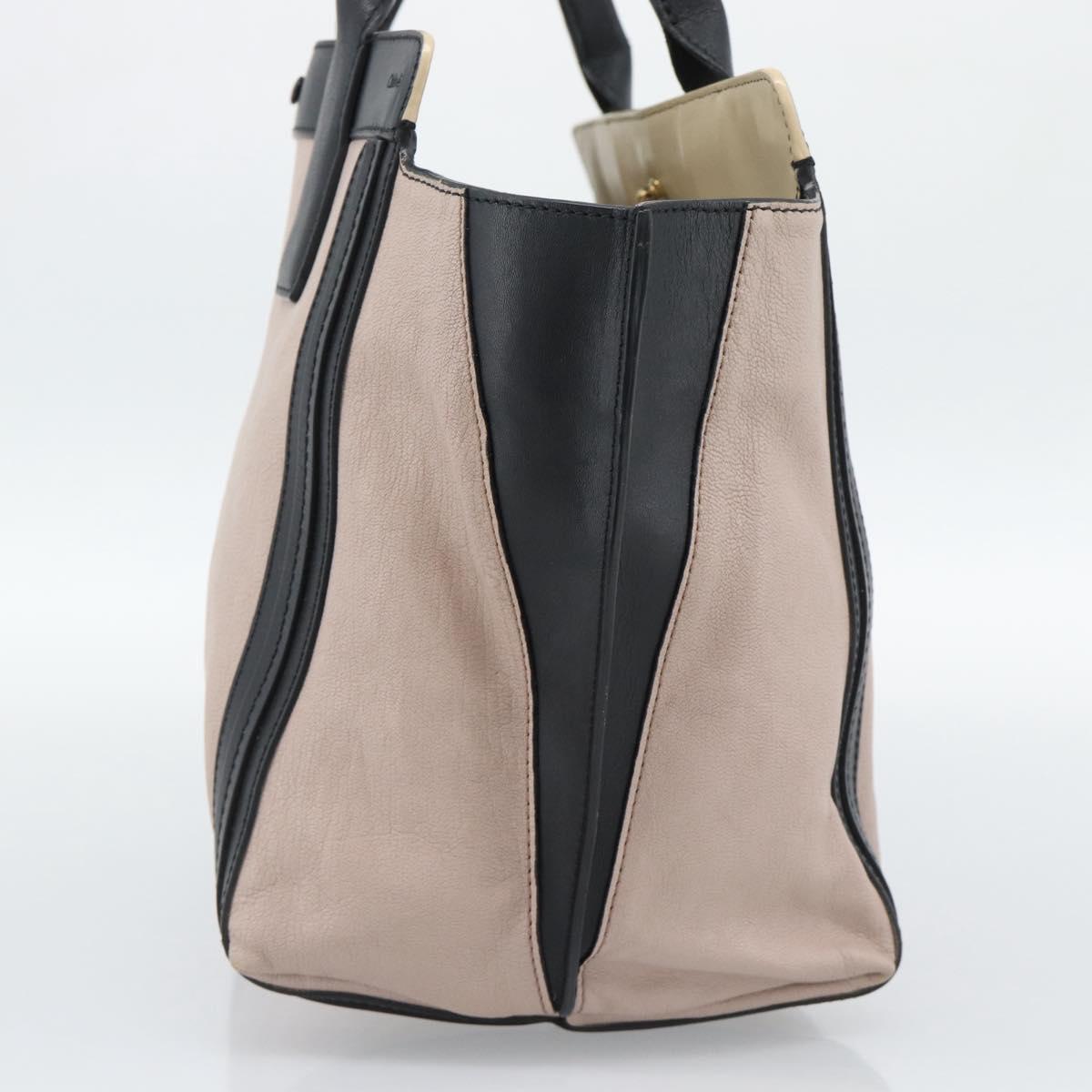 Chloe Alison Hand Bag Leather Pink Black Auth ka5193