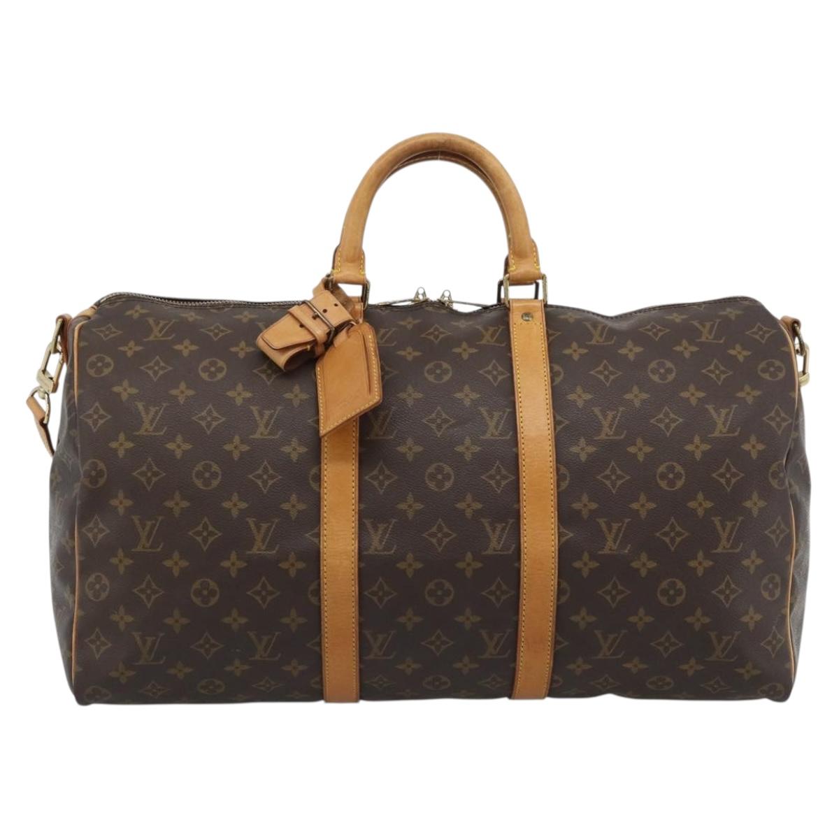 LOUIS VUITTON Monogram Keepall Bandouliere 50 Boston Bag M41416 LV Auth ka5198A