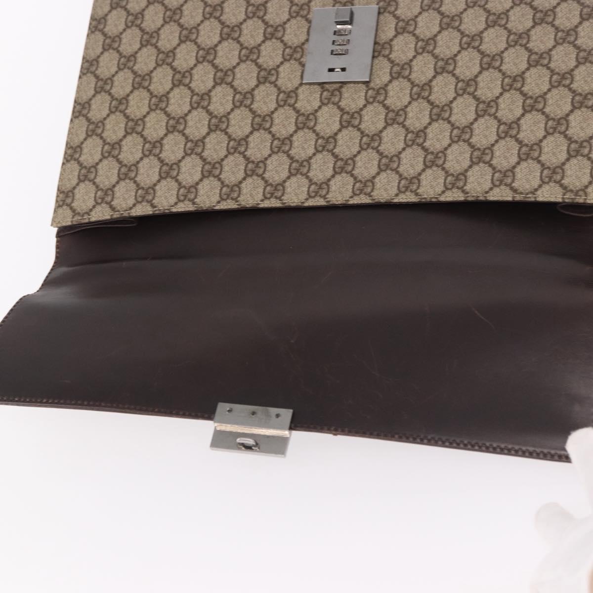 GUCCI GG Supreme Business Bag PVC Leather Beige Silver 34044 Auth ka5200
