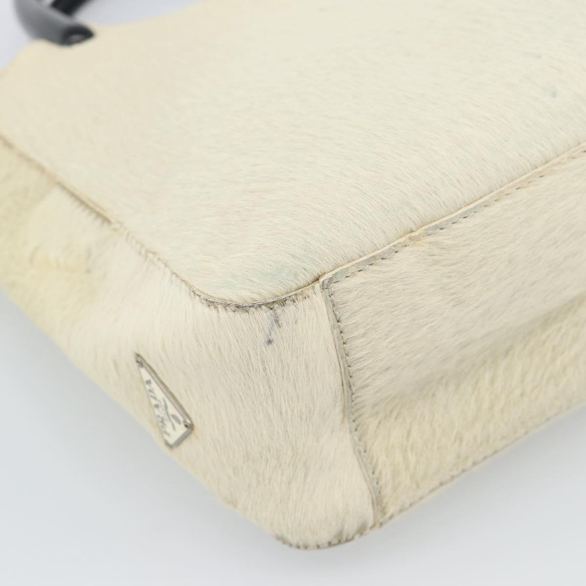 PRADA Hand Bag Harako Leather Beige Auth ka5203