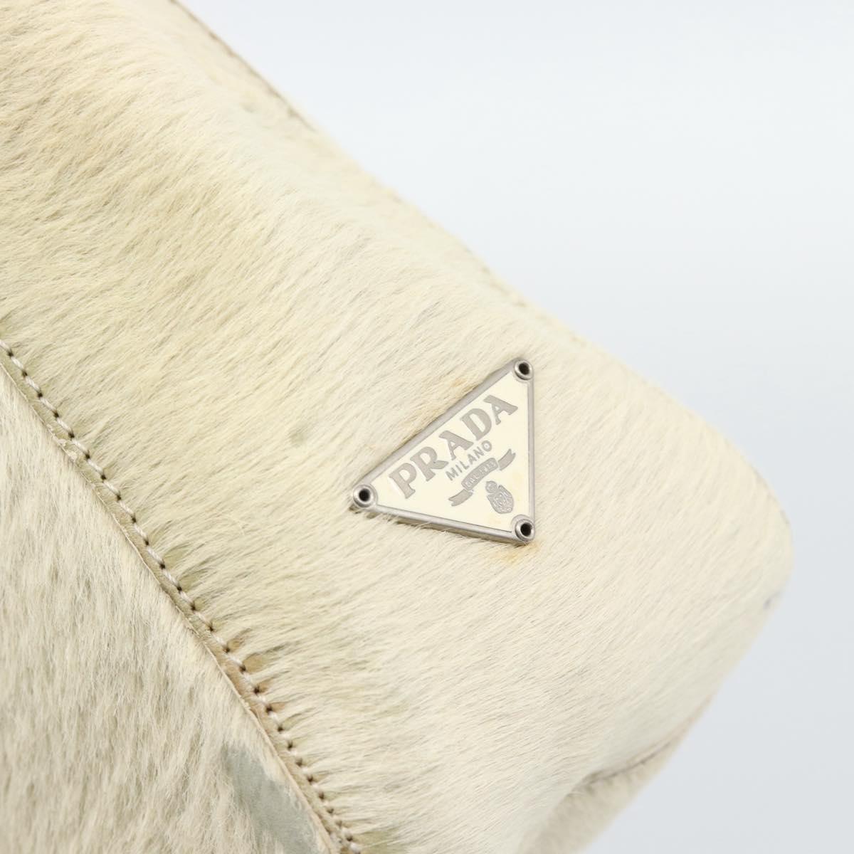 PRADA Hand Bag Harako Leather Beige Auth ka5203