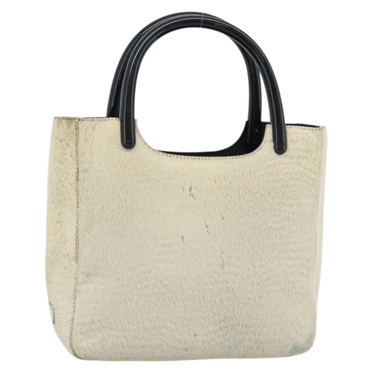 PRADA Hand Bag Harako Leather Beige Auth ka5203