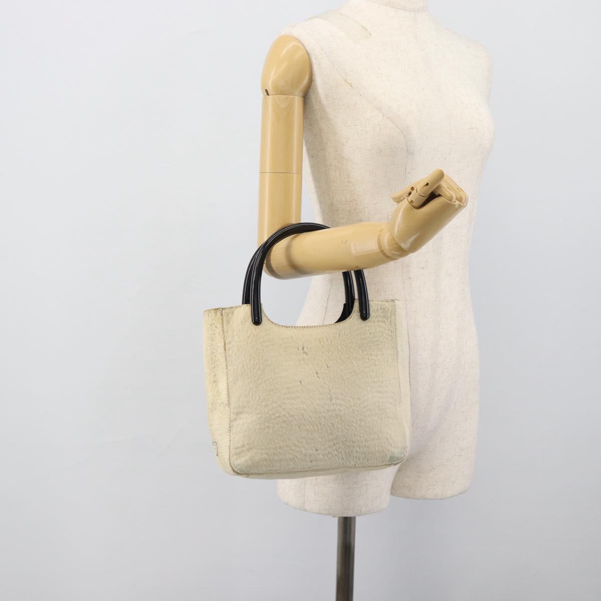 PRADA Hand Bag Harako Leather Beige Auth ka5203