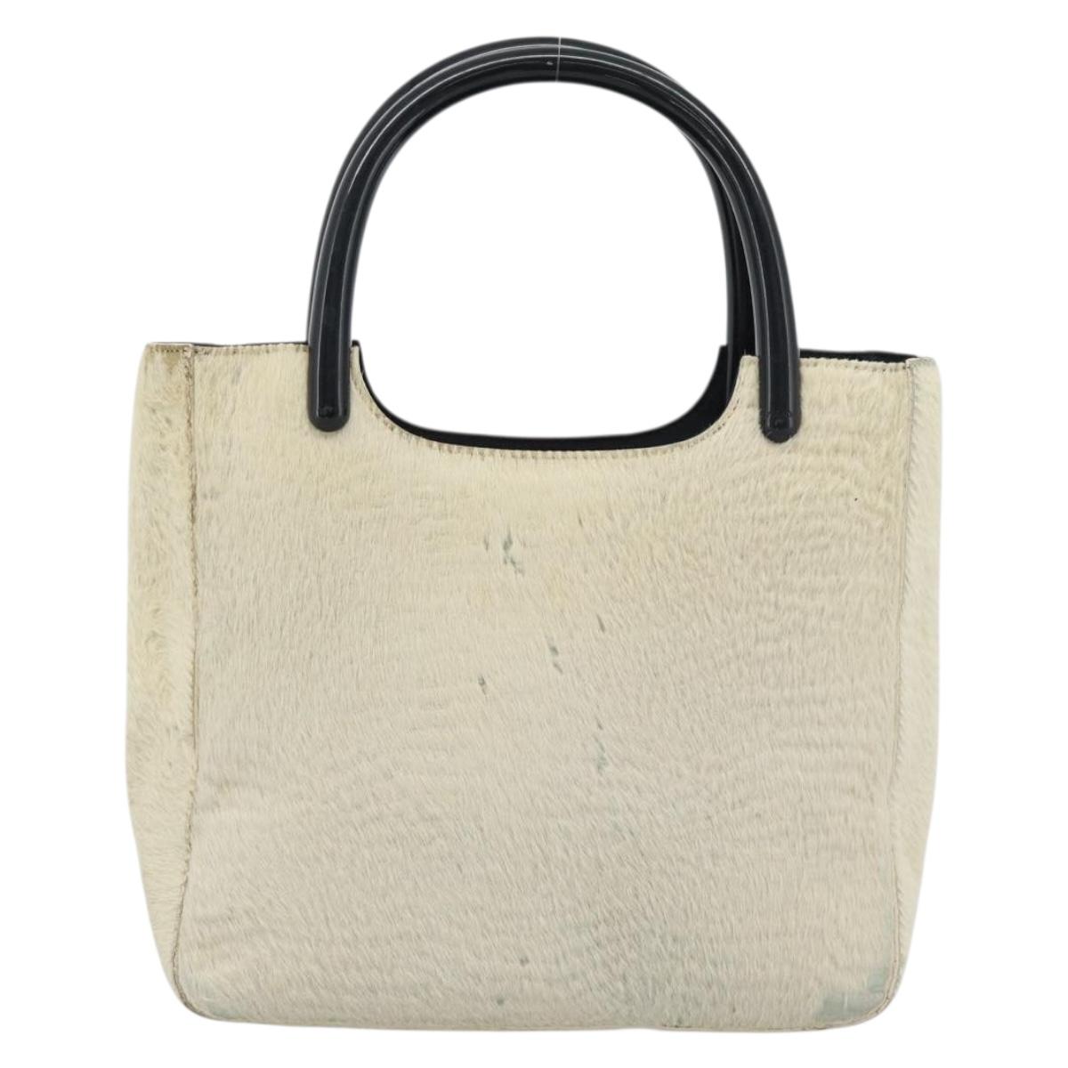 PRADA Hand Bag Harako Leather Beige Auth ka5203