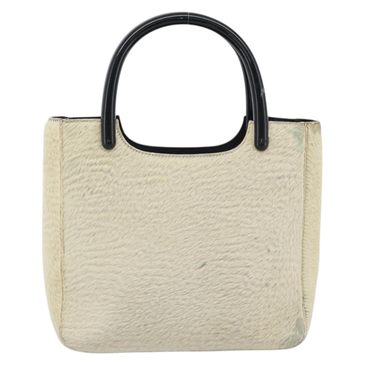 PRADA Hand Bag Harako Leather Beige Auth ka5203