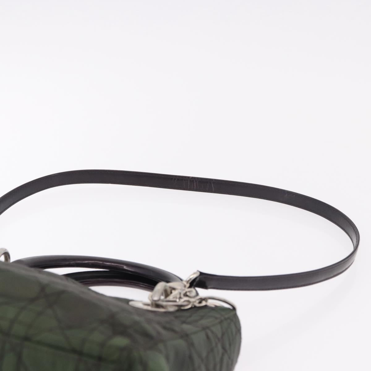 Christian Dior Canage Hand Bag Canvas 2way Green Silver Auth ka5205