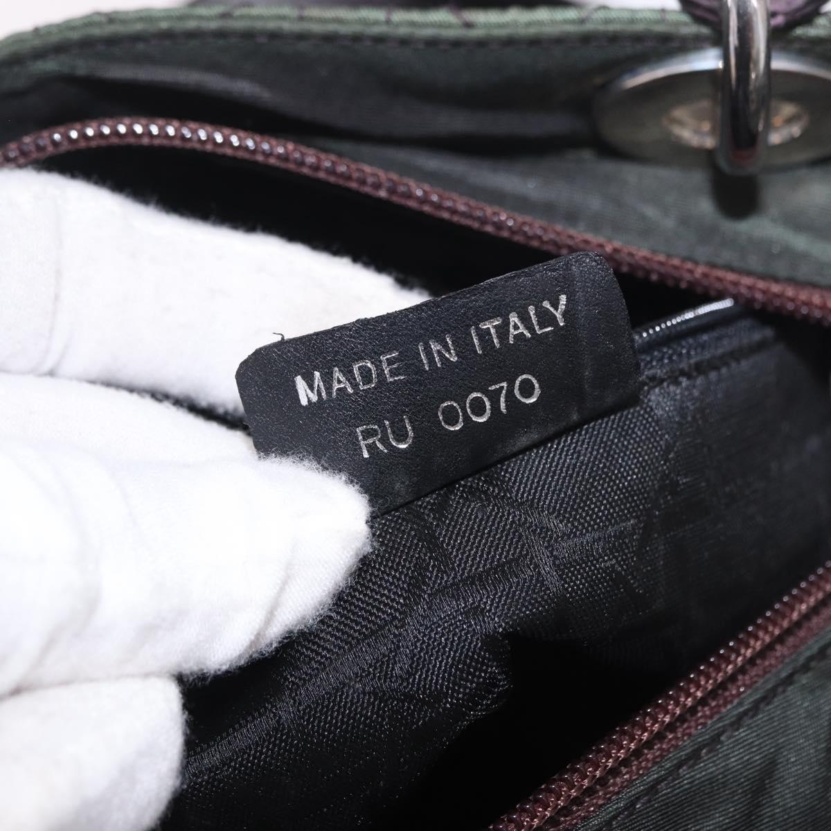 Christian Dior Canage Hand Bag Canvas 2way Green Silver Auth ka5205