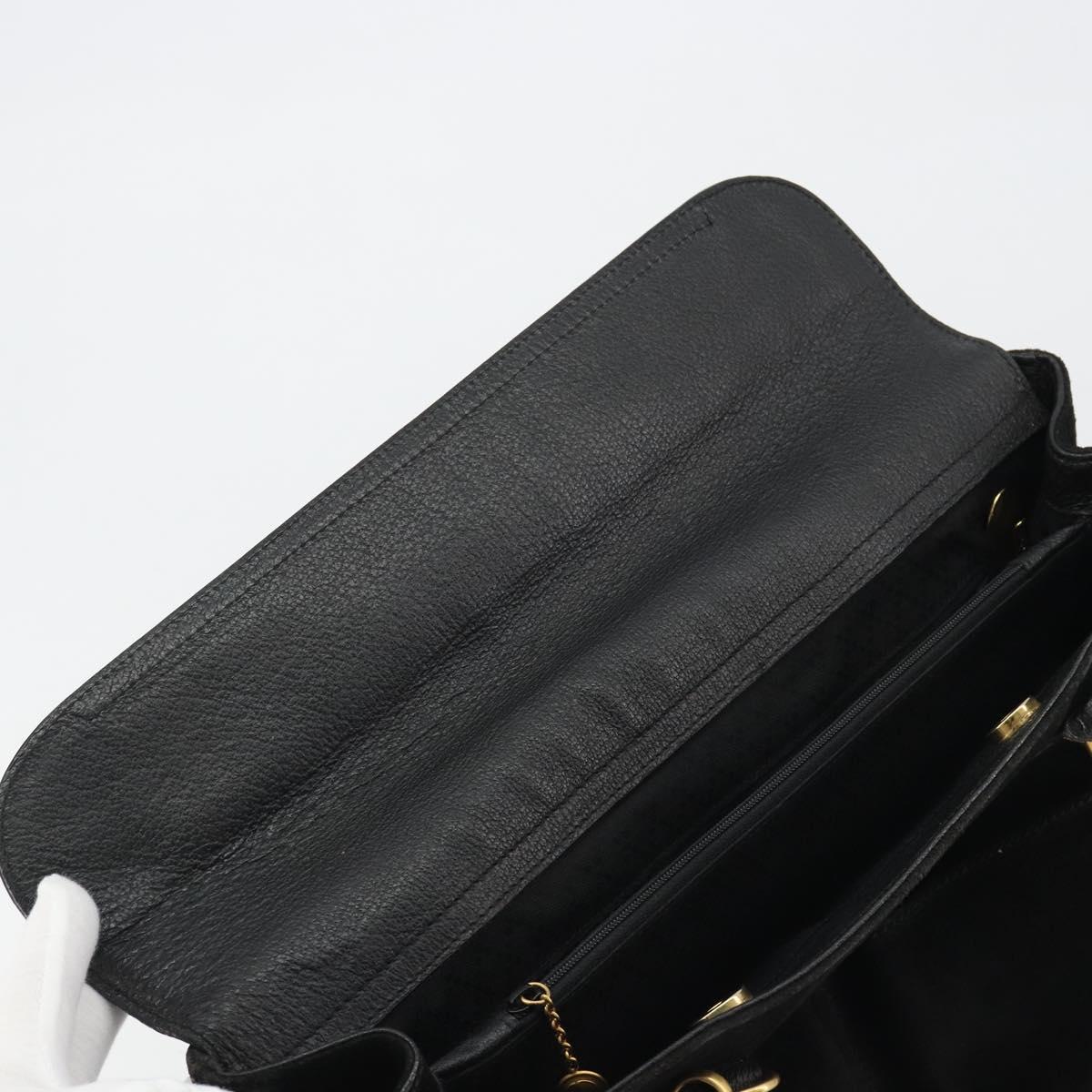 GUCCI Bamboo Hand Bag Suede 2way Black Gold 002 2855 Auth ka5206