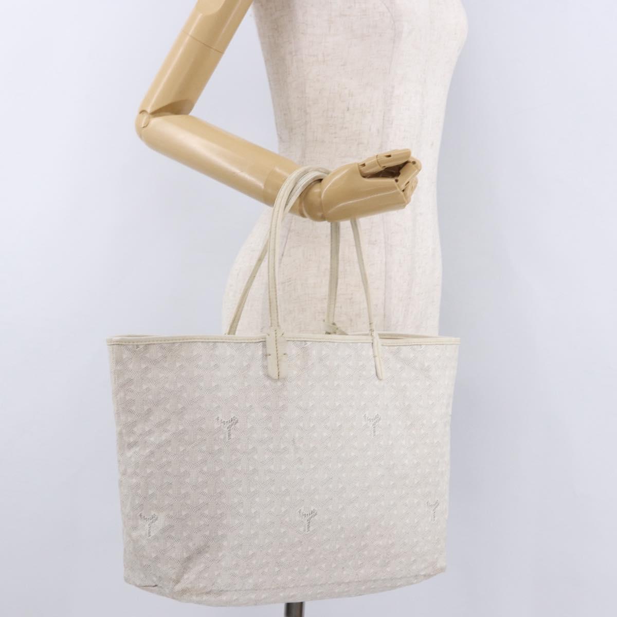 GOYARD Herringbone Saint Louis PM Tote Bag PVC White Auth ka5207
