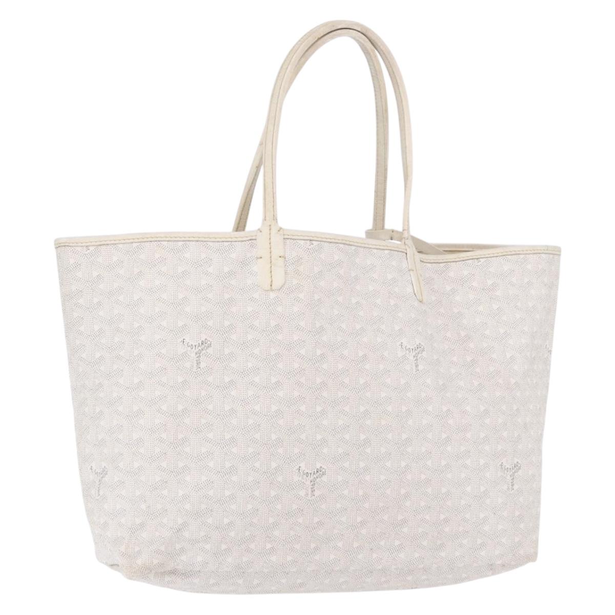 GOYARD Herringbone Saint Louis PM Tote Bag PVC White Auth ka5207