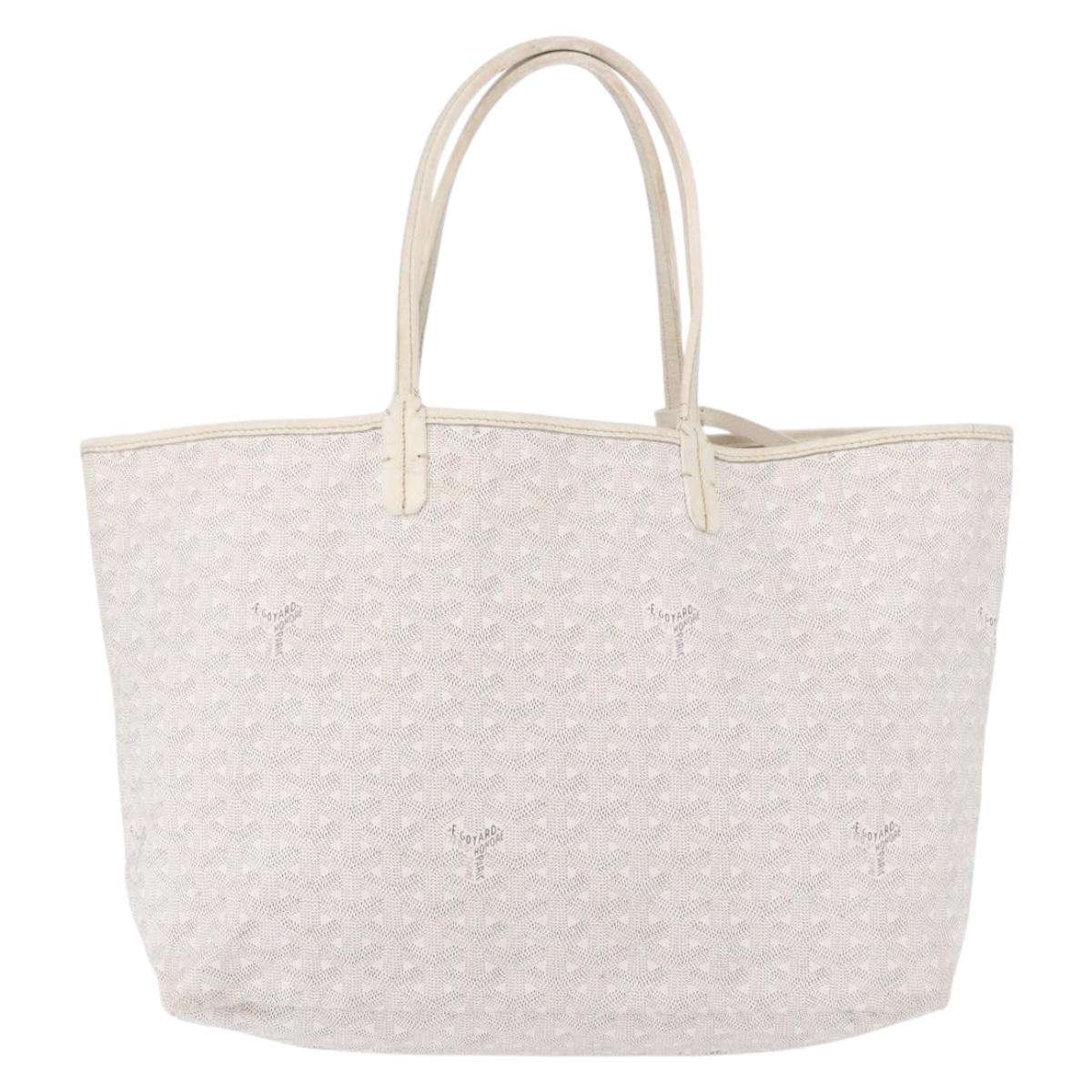 GOYARD Herringbone Saint Louis PM Tote Bag PVC White Auth ka5207