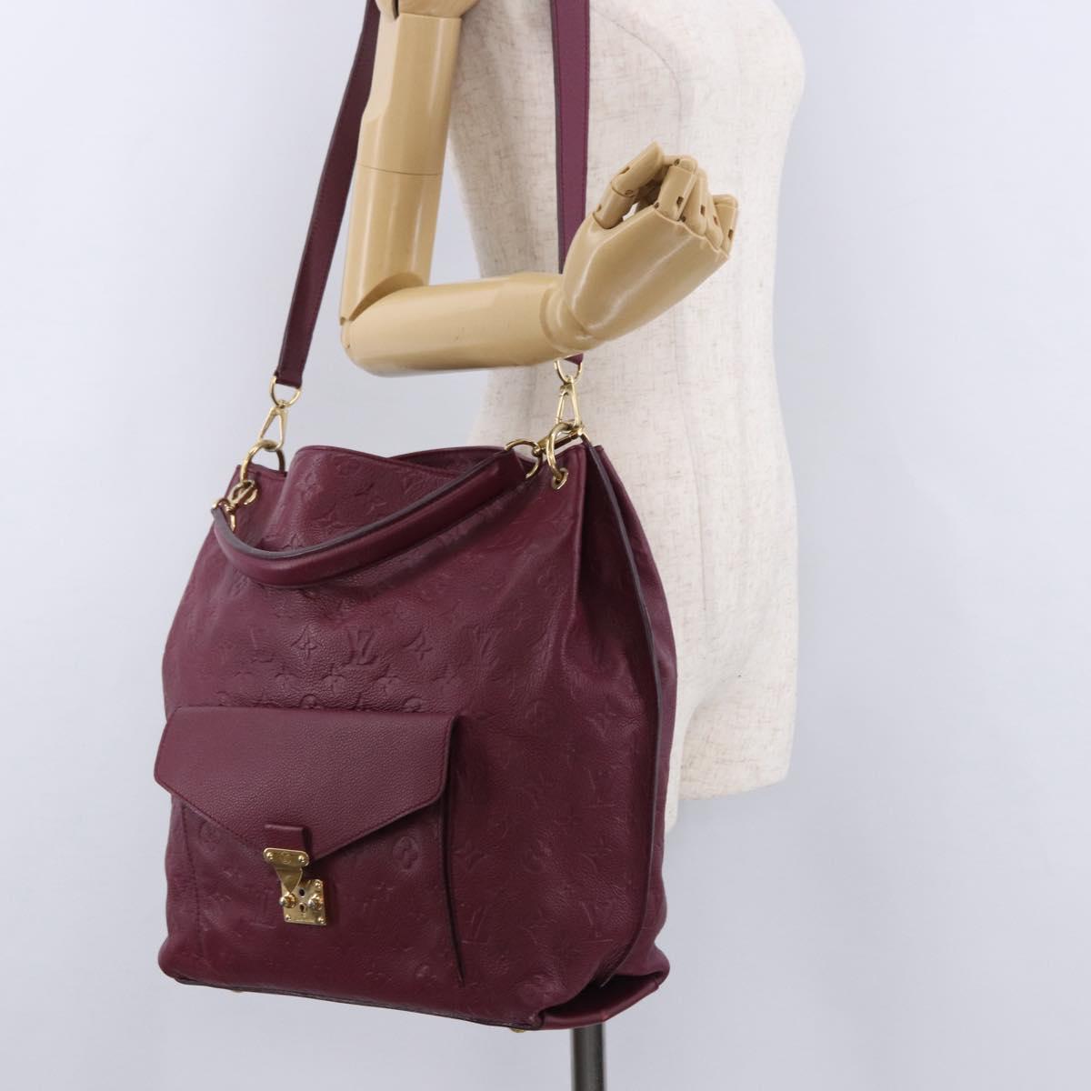 LOUIS VUITTON Monogram Empreinte Metis Shoulder Bag Wine Red M40813 Auth ka5209V