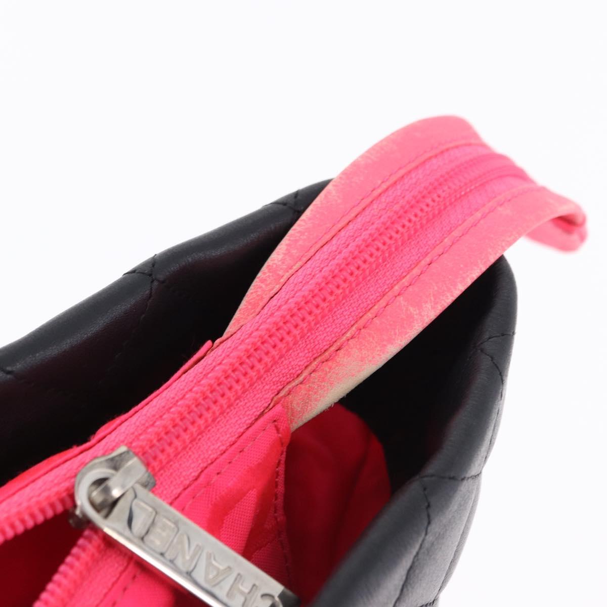 CHANEL Matelasse Cambon Line COCO Mark Tote Bag Leather Black CC Auth ka5210V