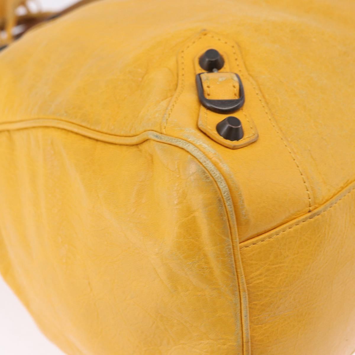 BALENCIAGA Classic Vero Hand Bag Leather 2way Yellow 235216 Auth ka5212A