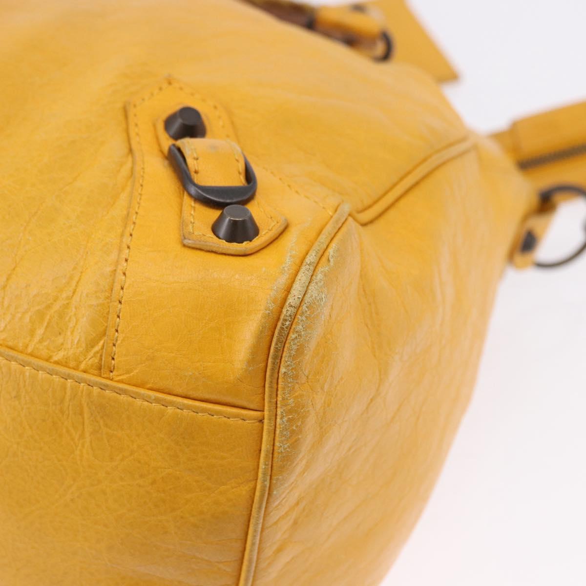 BALENCIAGA Classic Vero Hand Bag Leather 2way Yellow 235216 Auth ka5212A