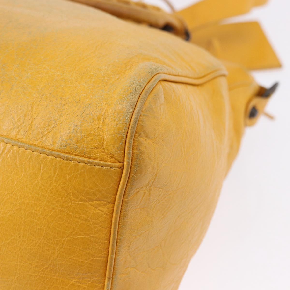 BALENCIAGA Classic Vero Hand Bag Leather 2way Yellow 235216 Auth ka5212A